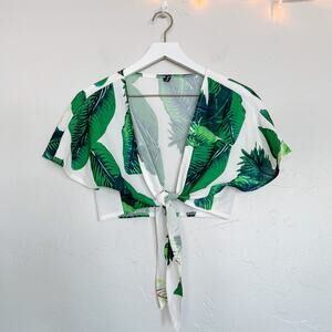 Zaful Palm Print Wrap Top size 8